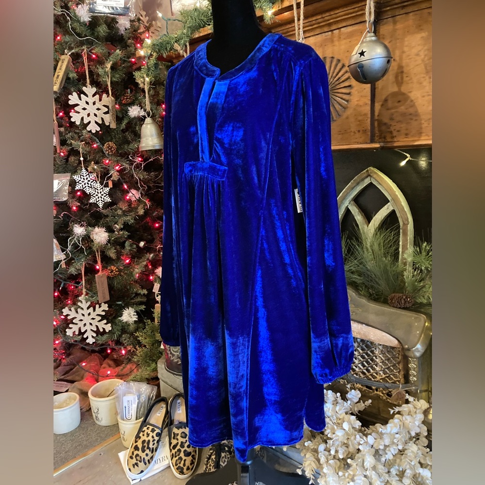 Easel Blue Velvet Dress Beautiful Plus